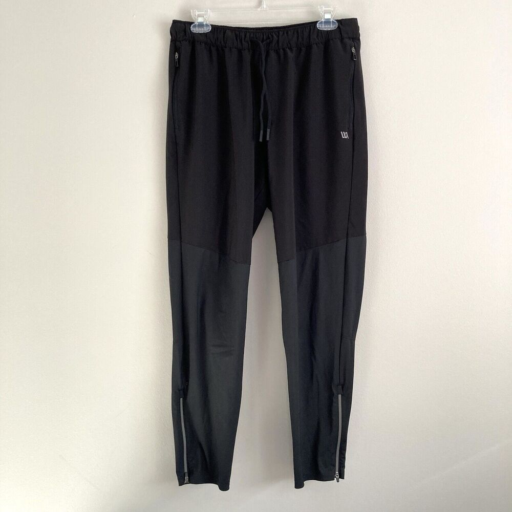 VRST Mens Accelerate Run Pant Size Medium Black Running Golf Stretch Reflective